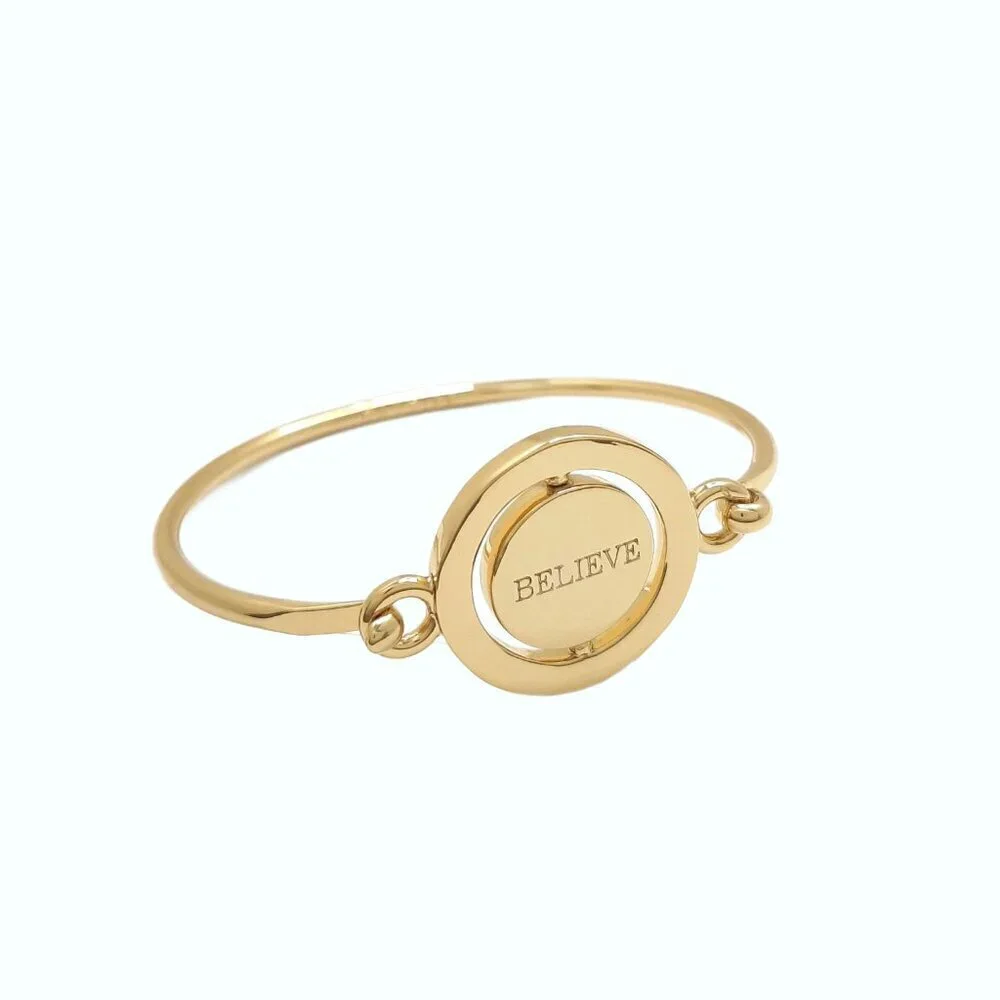 Carolee Letter B Gold Tone Double Sided Charm Bangle Bracelet